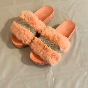 Pink Bedazzled Slides.